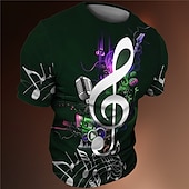tanie Koszulki 3D-Festiwal Muzyczny Męskie Graficzny Nuty Podkoszulek Koszulki Krótki rękaw Podkoszulek Druk 3D Półgolf Koszula Zabytkowe Moda Designerskie Na zewnątrz Codzienny Sport Żółty Czerwony Fioletowy Wiosna i