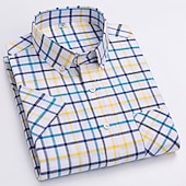 preiswerte Oxford-Hemden für Herren-Herren Oberhemd Gestreiftes Hemd Hemd Oxford Hemd Kariert / Gestreift / Chevron Hochzeit Büro &amp; Karriere Kastanienbraun Hellgelb Hellblau Weiß Langarm Hemdkragen Frühling Sommer Bekleidung Kreuz