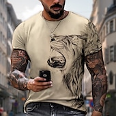 cheap Animal Print T shirts-Men&#039;s Unisex Lion Graphic Prints T shirt Short Sleeve T shirt 3D Print Crew Neck Shirt Designer Plus Size Casual Daily Holiday A B C Summer Clothing Apparel Plus Size S M L XL XXL 3XL 4XL