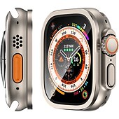 cheap Smartwatch Screen Protectors-Watch Case for Apple Watch Ultra 49mm Screen Protector 49mm 9H Tempered Glass Titanium Alloy Frame Keep Original Touch Sensitive Lightweight Protective Glass Film for iwatch Ultra 49mm