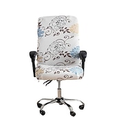 abordables Housse de fauteuil de bureau-Housse de chaise d&#039;ordinateur, housse de chaise de bureau extensible housse de siège de jeu rotative douce durable lavable