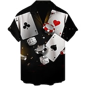 economico Camicie stampate da uomo-Per uomo Carte francesi Camicia Camicia con bottoni Manica corta Di tendenza Originale Informale Informale Giornaliero Spiaggia Primavera estate Collo ripiegabile 3D Bottone giù Nero Giallo Rosso