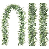cheap Artificial Plants &amp; Flowers-1PC artificial green plant artificial eucalyptus wreath vine 1.8m ins eucalyptus wall hanging simulation plant vine Wedding Decoration