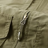 cheap Men&#039;s Vest-Men&#039;s Fishing Vest Sleeveless Vest Outdoor Modern Contemporary All Seasons Multi Pocket Chinlon Outdoor Solid / Plain Color Zipper Standing Collar Standard Fit Black ash-colored khaki Army Green Vest