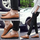 halpa Miesten loaferit ja nauhattomat kengät-Miesten Mokkasiinit Mokkasiini Comfort-kengät Vapaa-aika ulko- Päivittäin Tekonahka Hengittävä Loaferit Musta Ruskea Kevät