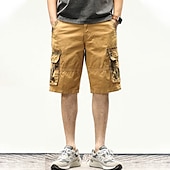 cheap Classic-Men&#039;s Cargo Shorts Bermuda shorts with Side Pocket Multi Pocket Flap Pocket Solid Color Going out Streetwear Fashion Cargo Shorts ArmyGreen Blue
