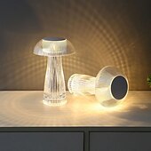 abordables Lámparas de mesa-Lámpara de medusas creativa moderna, lámpara de mesa recargable de cristal, luces nocturnas, atenuador táctil de hongo, lámpara rgb, 16 colores para la decoración de la mesita de noche del hogar,