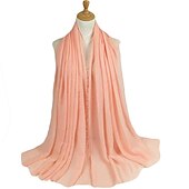 olcso Arab muszlim-muszlim hidzsáb fejfedő egyszínű buborékos sifon sál nőknek divatos puha hidzsáb hosszú sál betakaró sálak 175*70cm