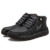 abordables Baskets-bottines en cuir vintage pour hommes – chaussures d&#039;extérieur décontractées à lacets avec semelle antidérapante durable