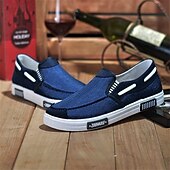 お買い得  メンズスニーカー-男性用 スニーカー ローファー＆スリップアドオン ローファーの運転 ボート用シューズ カジュアル アウトドア 日常 キャンバス カードの色 ブルー グレー 春 秋