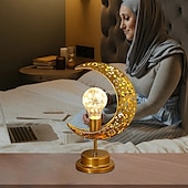 abordables Luces decorativas de Ramadán-Ramadán eid mubarak luces decorativas lámpara de noche iluminación de vacaciones festival de ramadán musulmán led castillo estrella luna luz de noche hogar dormitorio decoración
