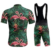 Недорогие Комплекты мужской одежды-Муж. Велокофты и велошорты-комбинезоны С короткими рукавами Горные велосипеды Шоссейные велосипеды Темно-серый Черный Белый Графика Фламинго Велоспорт 3D-панель Быстровысыхающий Дышащий Спандекс