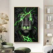 abordables Impressions d&#039;Animaux-Affiches d&#039;art mural noir et or lion clair sur toile peinture images d&#039;animaux modernes pour salon décoration de la maison sans cadre