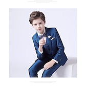 cheap Boy&#039;s Formal Suit-Boys 3D Solid Color Suit &amp; Blazer Formal Set Clothing Set Long Sleeve Spring Fall Vintage Tuxedo Gentle Cotton Kids Toddler 3-13 Years Formal Party Birthday Regular Fit