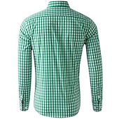 preiswerte Herrenhemd zum Knöpfen-Herren Hemd Lässiges Hemd Knopfhemd Karierte Hemden Hellgrünkaffee Schwarz Rosa Rote Blau Langarm Plaid / Karomuster Kargen Urlaub Strasse Bedruckt Bekleidung Polyester Modisch Freizeit Hawaiihemd