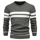 abordables Pull col rond-Homme Pull Chandail Pull Tricoter Tricoté Rayé Col Ras du Cou mode Extérieur Intérieur Vêtement Tenue Automne Hiver Noir Bleu S M L