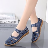 economico Slip-ons e mocassini da donna-sandali da donna in similpelle bianca con cinturino in velcro – comode scarpe casual da passeggio per l&#039;estate