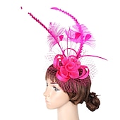 preiswerte Faszinator-Fascinatoren Flachs Kentucky Derby Kirche Cocktail Royal Astcot Elegant Britisch Mit Feder Tüll Kopfschmuck Kopfbedeckung