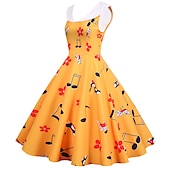 ieftine Rochii-Retro / vintage 1950 Rochie de epoca Rochie leagăn Rochie Flare Note muzicale Pentru femei Carnaval Mascaradă Casul / Zilnic Petrecerea Burlăcițelor Adulți Rochie Rochii de acasă