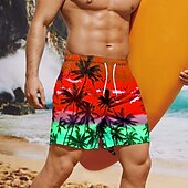 ieftine Plante și flori tropicale-Bărbați Grafic Copac de cocos Pantaloni Scurți de Înot Pantaloni Scurti Chiloți Înot Talie medie Șic Stradă Hawaiană Boho Casual Zilnic Concediu Cordon cu căptușeală din plasă Talie elastică Designer