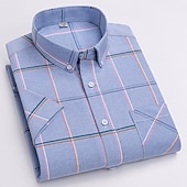 preiswerte Oxford-Hemden für Herren-Herren Oberhemd Gestreiftes Hemd Hemd Oxford Hemd Kariert / Gestreift / Chevron Hochzeit Büro &amp; Karriere Kastanienbraun Hellgelb Hellblau Weiß Langarm Hemdkragen Frühling Sommer Bekleidung Kreuz