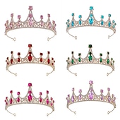 cheap Wearable Accessories-Children&#039;s Crown Headwear Flower Children&#039;s Crystal Handmade Hair Ornament Girl Crown Princess Birthday Band Stage Performance Photography