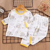 abordables Pijamas-Conjuntos de pijama de 2 piezas para niños, manga 3/4, manga 3/4, manga tres cuartos, diseño de oso cereza, manga tres cuartos, conejo morado, dibujos animados, cuello redondo, verano, primavera, uso diario, hogar, 3-7 años