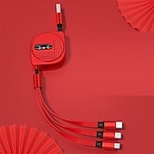 זול כבלי טלפון סלולרי-כבל טעינה רב 3.9 רגל usb a ל-lightning / micro / usb c 3 טעינה מהירה 3 ב-1 סיבוב מגנטי 540 לאביזר טלפון סמסונג אייפון