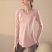 رخيصةأون يوجا بلايز-قمصان يوجا نسائية بمقاسات كبيرة بغطاء للرأس وفتحة رقبة على شكل حرف v سترة رياضية رقيقة فضفاضة ملابس خارجية لليوجا واللياقة البدنية والصالة الرياضية ملابس شتوية بأكمام طويلة