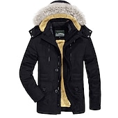 baratos Casacos &amp; Sobretudos para Homem-Homens Casaco de inverno Jaqueta de Inverno Estilo Clássico Acampar e Caminhar Quente Zíper Bolsos Preto Caqui Verde Tropa Azul Escuro Casaco puffer