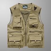 Men's Outdoor Vest Hiking Vest Sleeveless Vest Zipper Pocket Basic Outdoor Fishing Regular Multi-Pockets Comfortable Summer Spring Solid Color Black Army Green Burgundy Blue Puffer Jacket 15