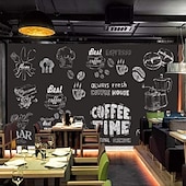 cheap Wallpaper-Coffee Cafe Mural Wallpaper Wall Sticker Covering Print Peel and Stick Self Adhesive Removable for Coffee Cafe Blackboard Canvas Home Décor Multiple Size