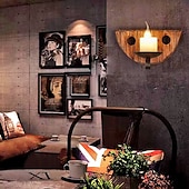 levne Vnitřní nástěnná světla-industriální styl venkovské retro dřevěné nástěnné svítidlo mramorové stínidlo šedé poleno vhodné do vnitřního statku káva kuchyně studijní osvětlení e14/e12 žárovka na svíčku ac110v ac220v