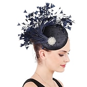 billiga Hattar och fascinators-fascinators hattar Huvudbonad Lin Formell Kentucky Derby Hästrace Damernas dag cocktail Elegant Mode Glam Med Fjäder Hårbonad Huvudbonader