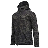 abordables Chaquetas y abrigos de hombre-operaciones especiales de los hombres chaqueta táctica militar de caparazón suave abrigo de caza con capucha abrigo de lana con capucha al aire libre térmico cálido impermeable a prueba de viento forrado con vellón ligero gabardina de invierno superior pe