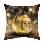 cheap Holiday Cushion Cover-Ramadan Kareem Throw Pillow Cover Eid Mubarak 1PC Soft Decorative Square Cushion Case Pillowcase for Bedroom Livingroom Sofa Couch Chair Machine Washable