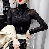 levne Oblečení na latinskoamerické tance-dámský top latinské tance společenské tance top ruching čistá barva splicing dámská výkonnostní trénink dlouhý rukáv polyester
