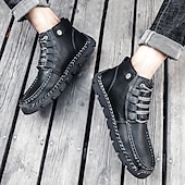 abordables Baskets-bottines en cuir vintage pour hommes – chaussures d&#039;extérieur décontractées à lacets avec semelle antidérapante durable