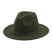 billige Ville vesten-Hatter Ull / Acryl Fedora Formell Bryllup cocktail Royal Astcot Enkel Klassisk Med Kjede Ren Farge Hodeplagg Hodeplagg