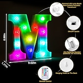 abordables 123496-LED lettre lumières signe 26 lettres alphabet avec télécommande allumer des lettres signe coloré pour veilleuse mariage/fête d&#039;anniversaire alimenté par batterie lampe de noël bar à la maison