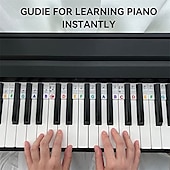 cheap Musical Instruments-Piano Notes Guide For Beginner Removable Piano Keyboard Note Labels For Learning 88-Key Full Size Made Of Silicone No Need Stickers Reusable For Kids Student