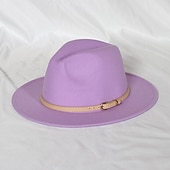 billige Partyhatter-Hatter Ull / Acryl Fedora Formell Bryllup cocktail Royal Astcot Enkel Med Ren Farge Hodeplagg Hodeplagg