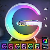 お買い得  スマートライト-リズムRGBICライトバーLEDスマートライトBluetoothスピーカーアラームクロック調光可能ウェイクアップライトアラームクロックワイヤレス充電テーブルランプ