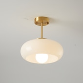 baratos Simplicidade Luminárias de Teto-luzes de teto vintage, lustre de vidro retrô, lustre de montagem embutida, jantar lustre de latão exclusivo