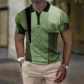 Men's Plaid Waffle Polo Shirts Golf Shirt Short Sleeve Polo Shirts Collared Shirts Vintage Casual Vacation Wear Formal Wear Festival Wear Buttons 3D Print Yellow Wine Blue 10