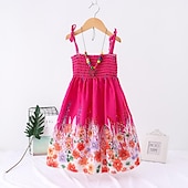 preiswerte Casual Kleider-kinderkleidung Mädchen Kleid Blumen Tier Karikatur Ärmellos Casual Aktiv Täglich Baumwolle Knielang Blumenkleid Sommerkleid Sommer Frühling 4 Jahre + 8601 Regenbogenstange 8602 orange 8602 lila