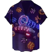 economico Camicie stampate da uomo-Per uomo Carte francesi Camicia Camicia con bottoni Manica corta Di tendenza Originale Informale Informale Giornaliero Spiaggia Primavera estate Collo ripiegabile 3D Bottone giù Nero Giallo Rosso