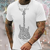 abordables Camiseta gráfica para hombres-Hombre Estampados Instrumento musical Pasatiempo Camiseta Camisetas gráficas Algodón Mangas cortas Gráfico Camisa Negro Blanco Azul Marino Camiseta cómoda Vacaciones Calle Ropa de diseñador de moda