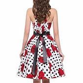 tanie stroje-Retro / vintage Lata 50. Rockabilly Spódnica Sukienka o kroju A Tutu Kwiaty Groszki Damskie Impreza / Wieczór Bal maskowy Wieczór panieński Dla dorosłych Sukienka Kolczyki Naszyjniki Wiosna i lato
