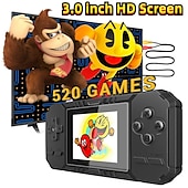 billiga Spelkonsoller-s8 handhållen spelkonsol retro mini spelkonsol med 520 klassiska spel 3,0 tums skärm uppladdningsbart batteri bärbar spelkonsol stöd tv idealisk present till barn vuxen vän älskare